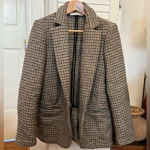 Astr Black and Cream Checkered Blazer